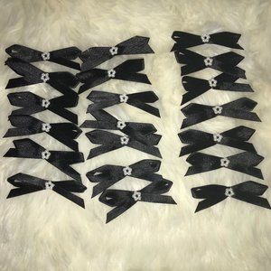 black ribbon bows with white pearls - 20 count